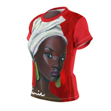 Load image into Gallery viewer, Red and White Women's AOP Cut & Sew Tee