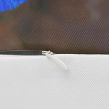 Load image into Gallery viewer, Blue and Gold Spun Polyester Lumbar Pillow