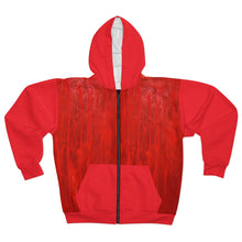 Load image into Gallery viewer, Red and White AOP Unisex Zip Hoodie
