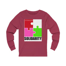 Load image into Gallery viewer, Red and White Sisterhood Solidarity Unisex Jersey Long Sleeve Tee