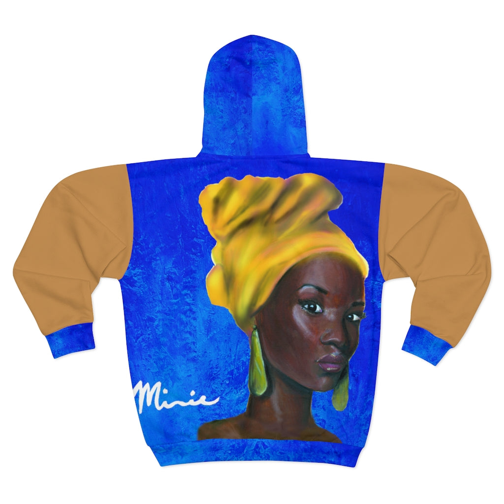 Blue and Gold AOP Unisex Zip Hoodie