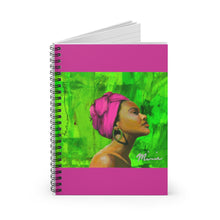 Load image into Gallery viewer, Aka notebook, pink and green notebook, aka colors, black art

