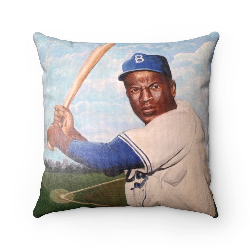 Jackie Robinson Spun Polyester Square Pillow